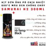 Chai xịt sơn ống pô, lốc máy chịu nhiệt 600°C chống cháy Samurai H2 300ml màu đen nhám