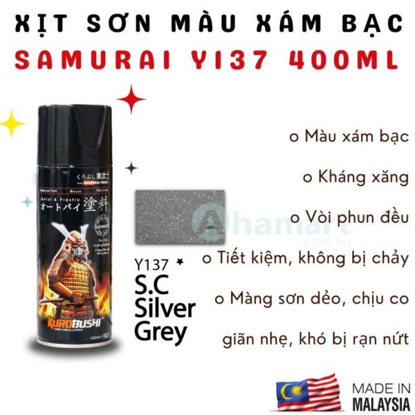 Chai xịt sơn Samurai Y137 màu xám bạc 400ml