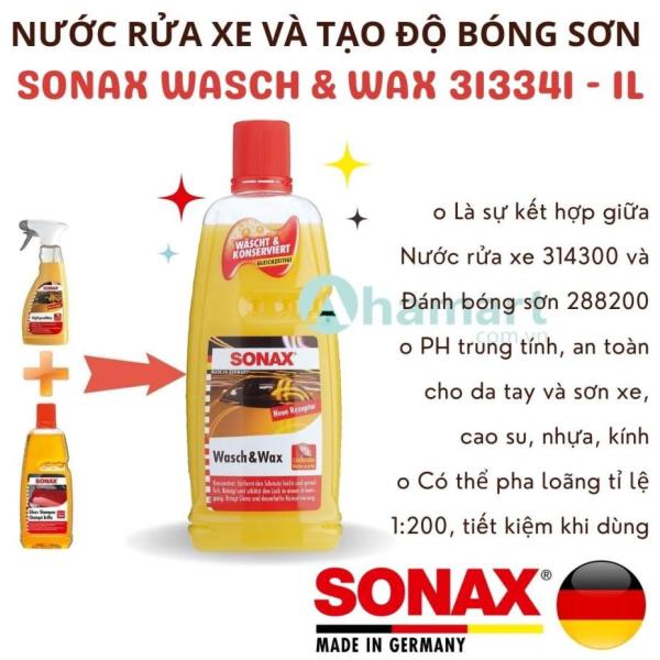 Nước rửa xe và tạo độ bóng sơn xe Sonax Wasch & Wax 313341 1L